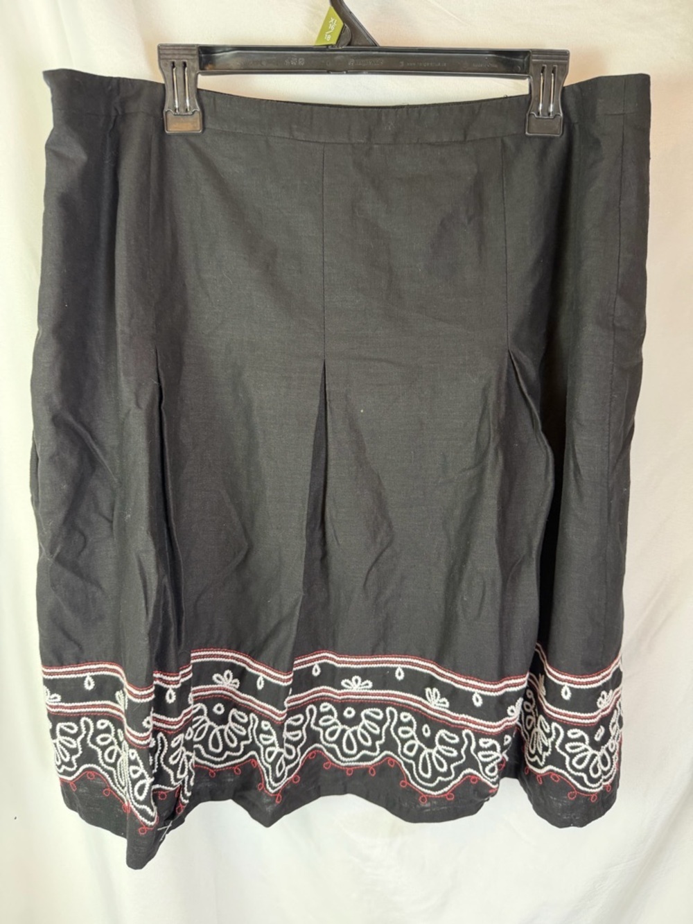 LOFT Black Linen Blend Embroidered A-Line Skirt 16 Boho - Picture 8 of 12